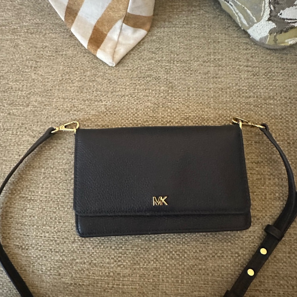 Michael Kors Dark Navy Pebbled Leather Convertible Crossbody Bag - Picture 9 of 15